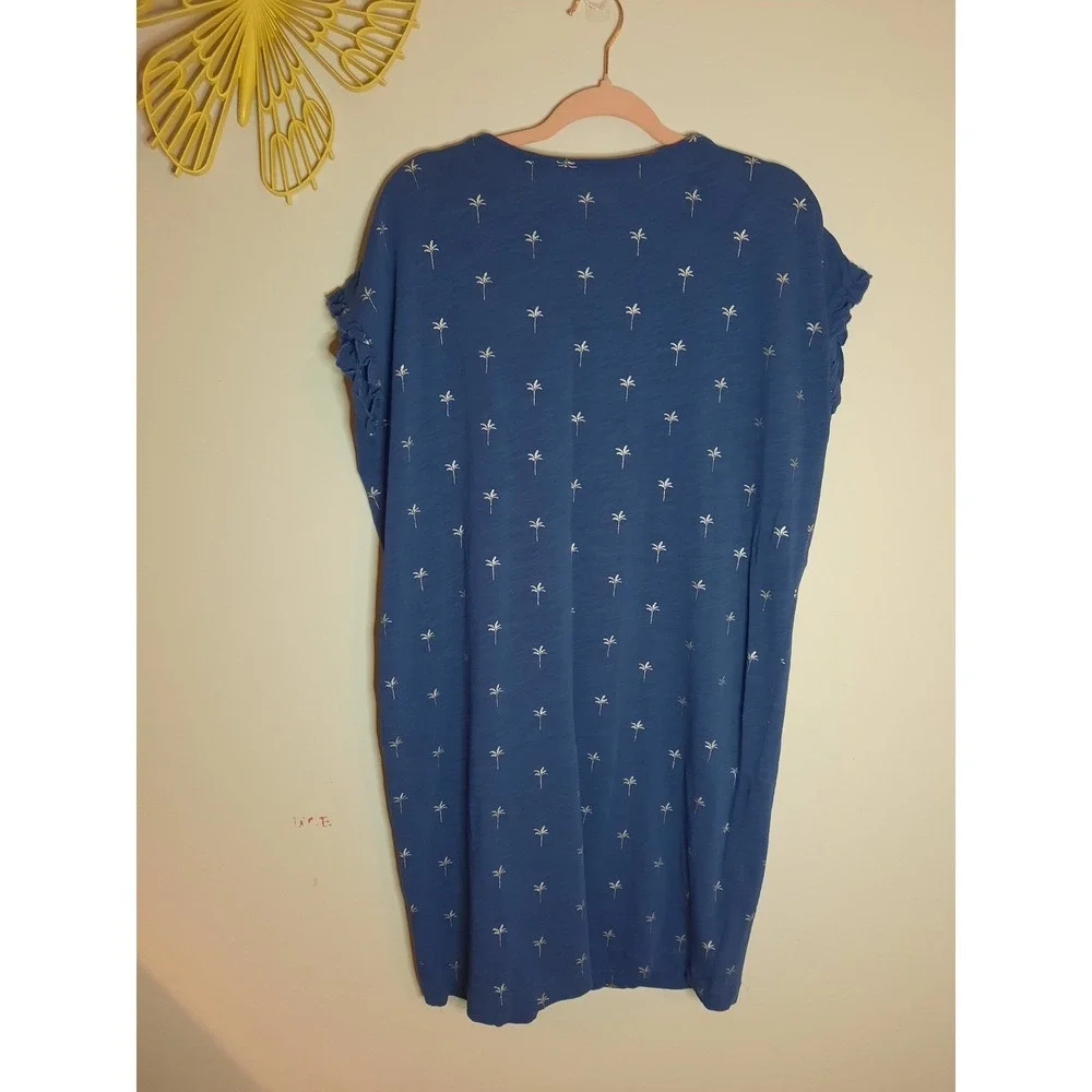 Boden Blue Palm Tree Print Ruffle Sleeve T-Shirt Dress US 12R - Picture 6 of 6